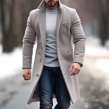Men’s Mid-Length Casual Coat | Korean Style Loose Windbreaker Jacket