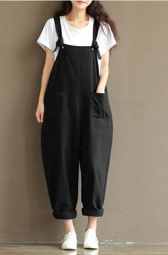 Women’s Casual Cotton Suspender Trousers – Relaxed & Stylish