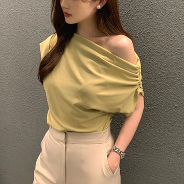 Summer Irregular Shoulder Top – Chic & Modern