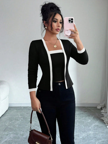 Women’s Cardigan Jacket & Vest Two-Piece Set – Effortless Layering