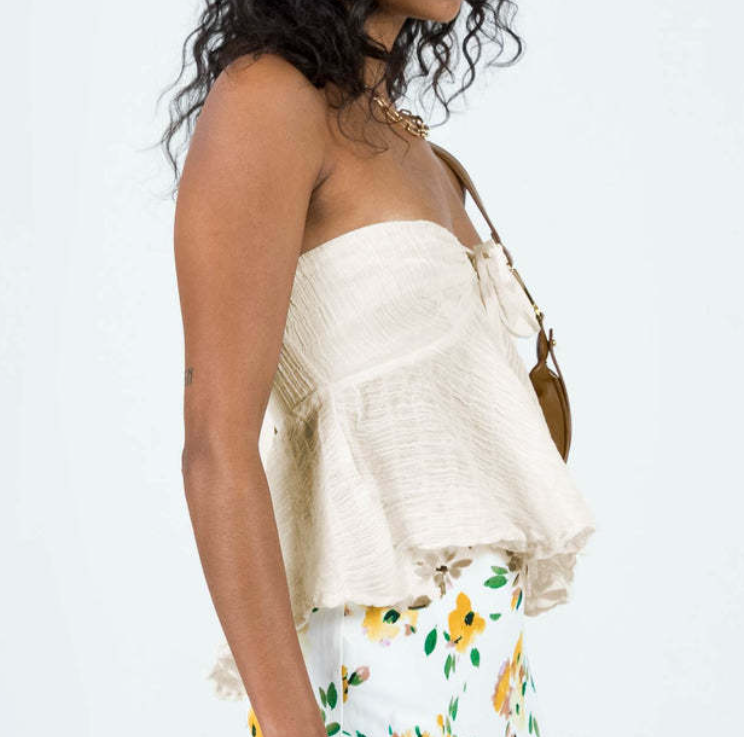 CHRONSTYLE Strapless Ruched Tube Top – Off-Shoulder Summer Party Wear