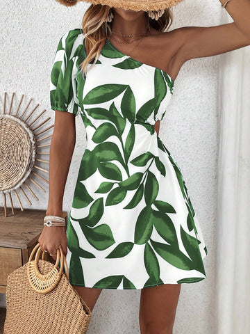 Women’s Puff Sleeve A-Line Dress – Vacation Elegance
