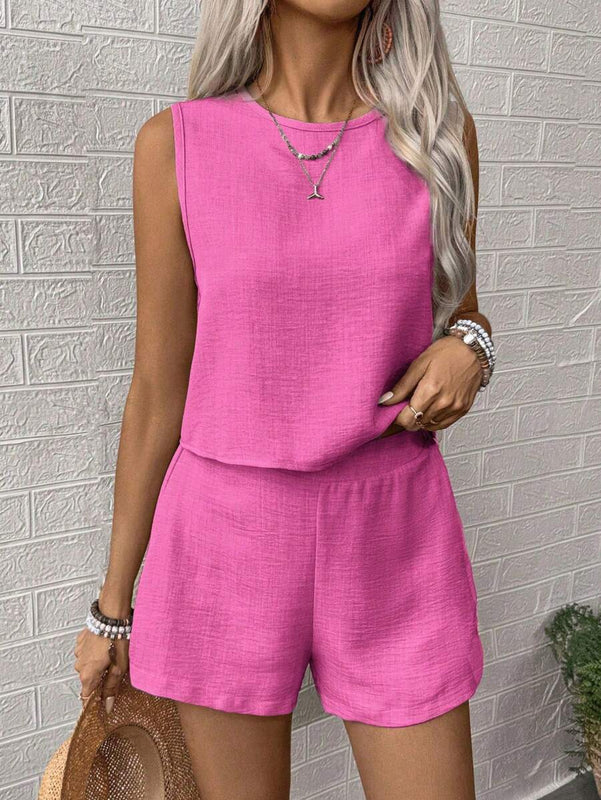 LUNE Women’s Tank & Shorts Set — Casual Summer Comfort | Plain Crop & Shorts