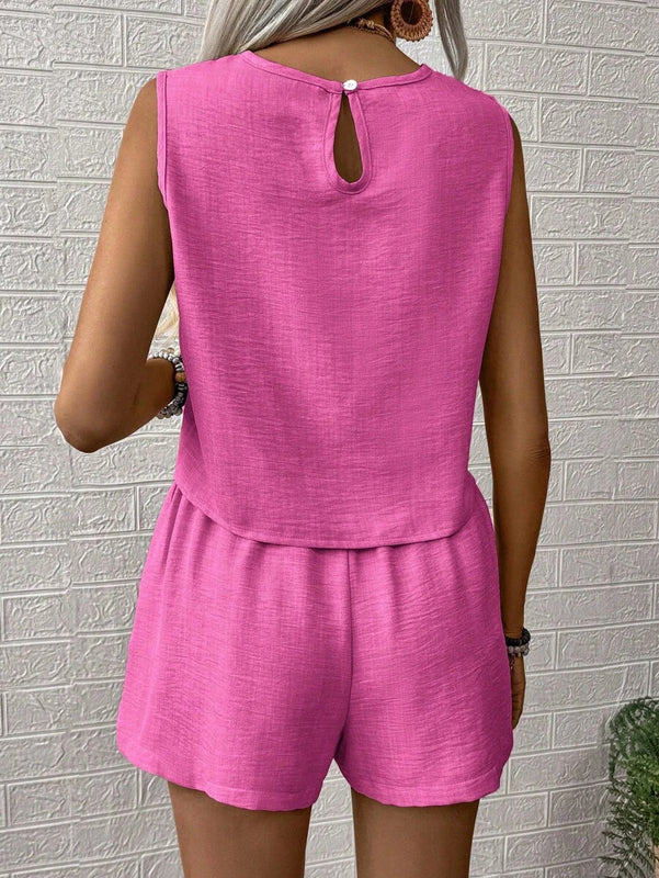 LUNE Women’s Tank & Shorts Set — Casual Summer Comfort | Plain Crop & Shorts