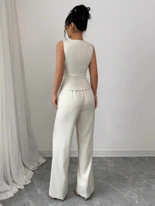 Elenzga Women Elegant Sleeveless Camisole And Pants Set