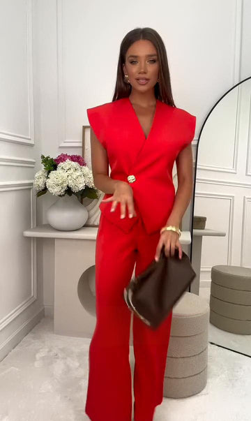 Button Wide-Leg Pants Set – Temperament Commute Fashion Suit