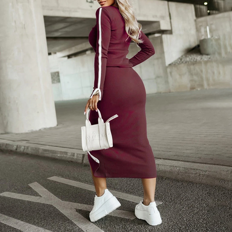Women’s 2-Piece Skirt Set – Long Sleeve Sweatshirt & Midi Skirt Lounge Outfit