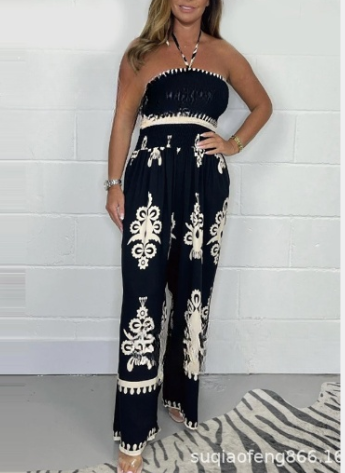 Women’s Printed Jumpsuit – Wide-Leg Summer Elegance