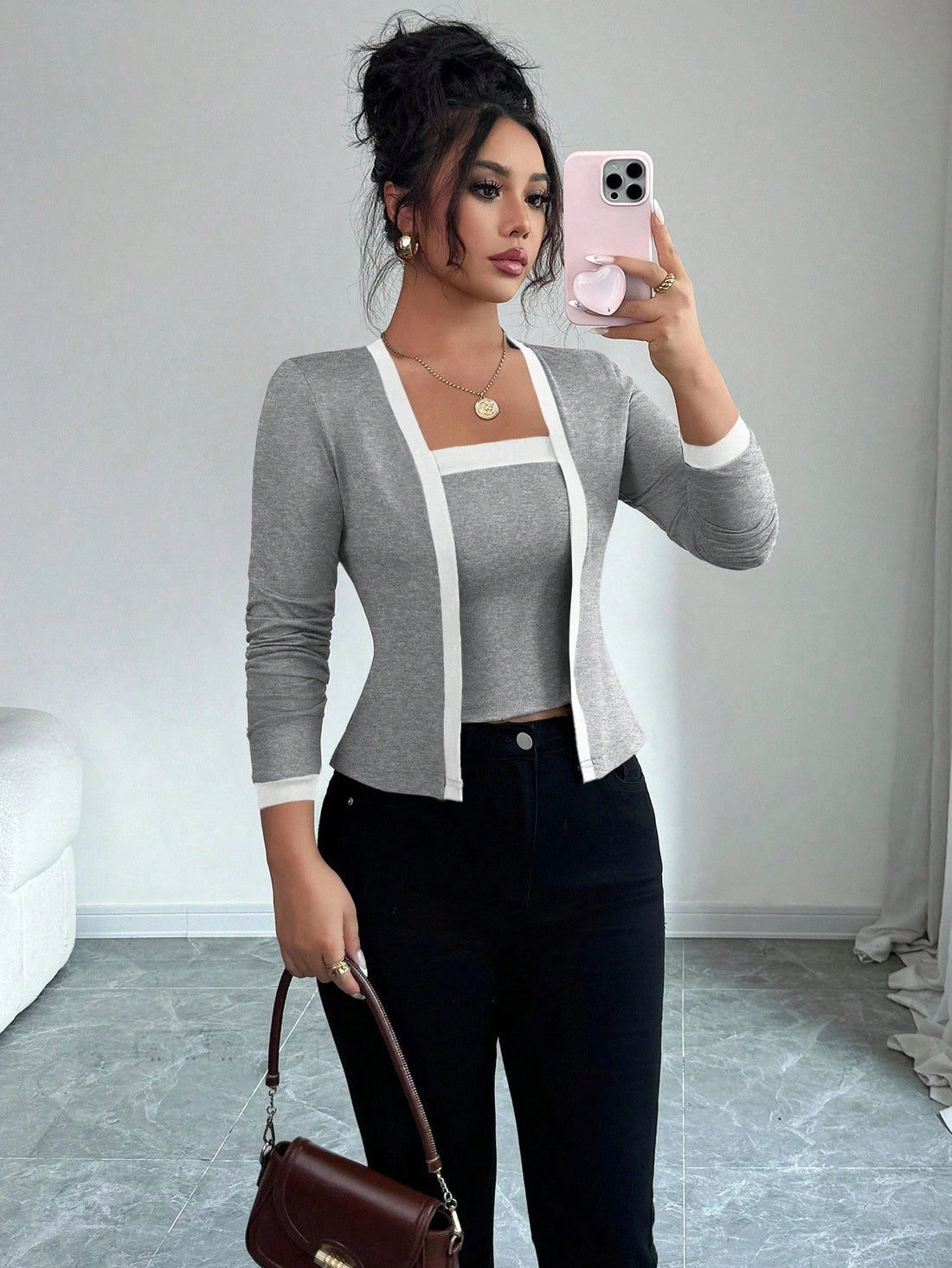 Women’s Cardigan Jacket & Vest Two-Piece Set – Effortless Layering