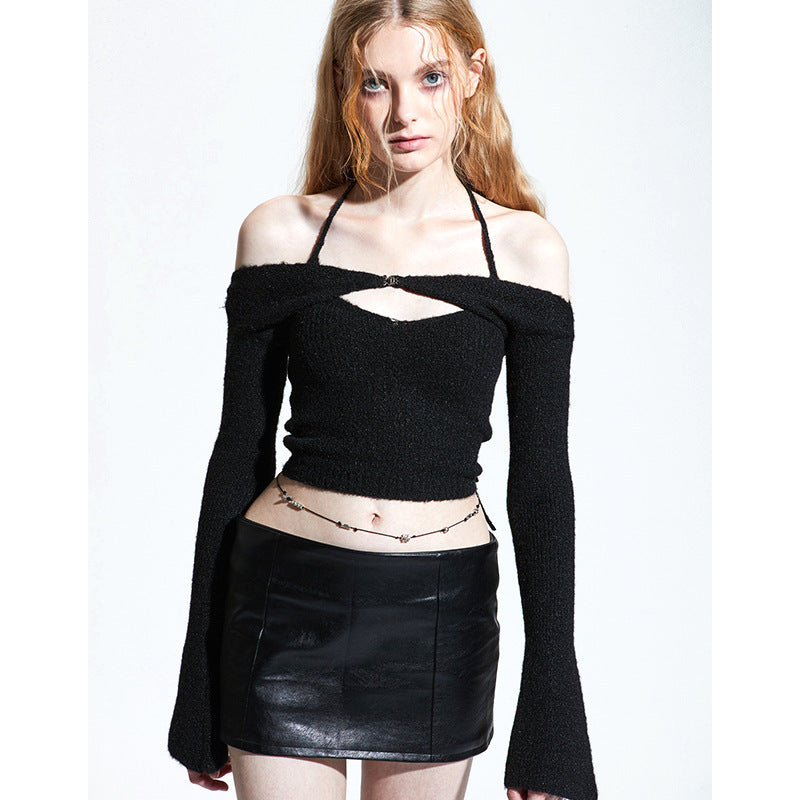 Women’s Sexy Off-Shoulder Slim Knitted Sweater – Chic & Casual