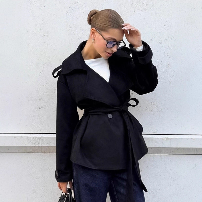 Women's Winter Commuter Suede Blazer Coat – Thickened & Stylish