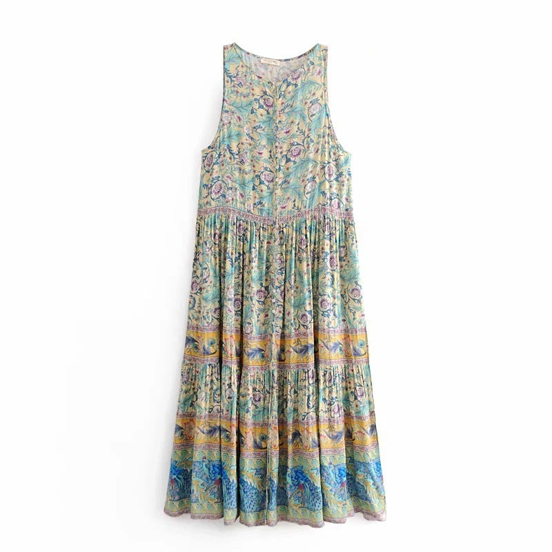 New Bohemian Printed Dress – Effortless Holiday & Beach Vibes