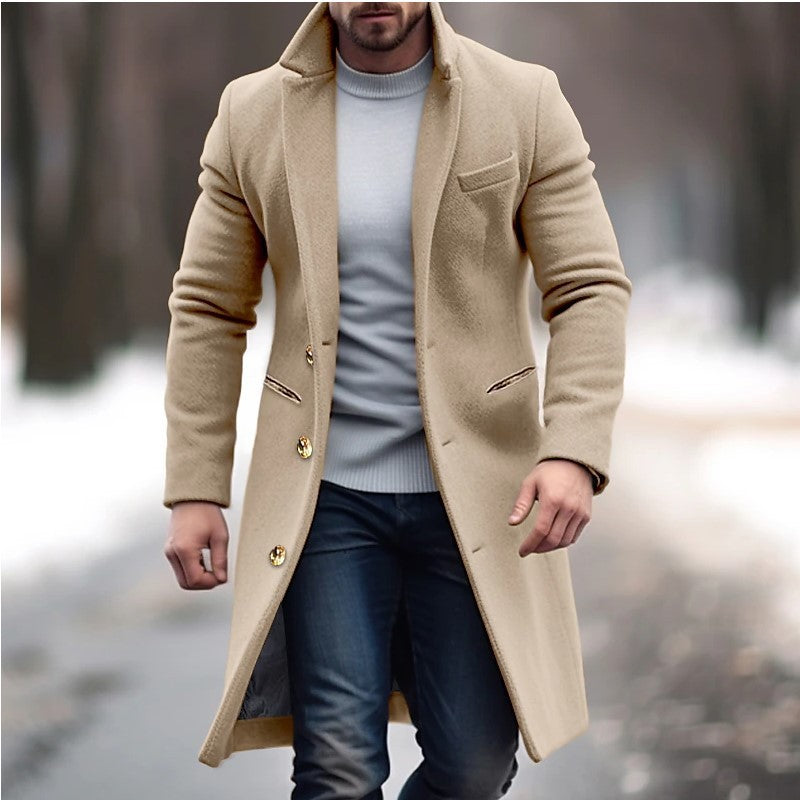 Men’s Mid-Length Casual Coat | Korean Style Loose Windbreaker Jacket