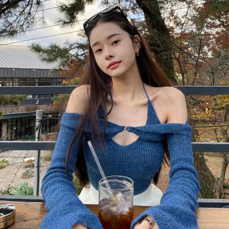 Women’s Sexy Off-Shoulder Slim Knitted Sweater – Chic & Casual