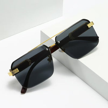 Half-Frame Large Diamond Mirror Glasses – Trendy & Versatile
