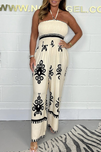 Women’s Printed Jumpsuit – Wide-Leg Summer Elegance