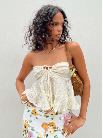 CHRONSTYLE Strapless Ruched Tube Top – Off-Shoulder Summer Party Wear