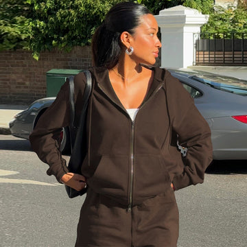 Zipper Hoodie & Drawstring Pants Set – Women's Slim Fit Casual Streetwear Suit