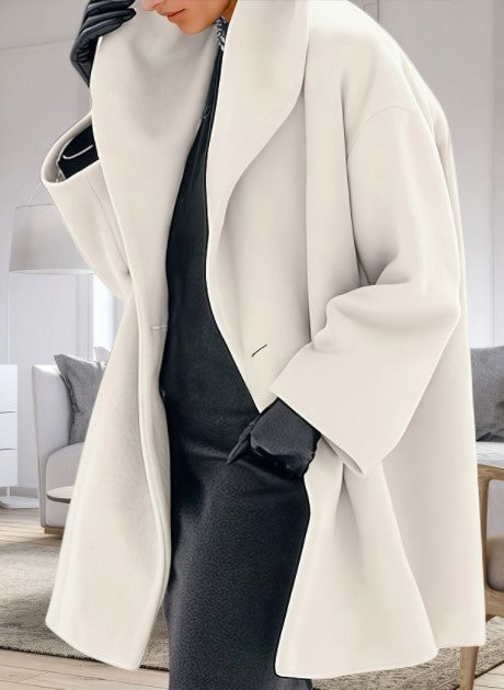 Women's Long Woolen Overcoat – Elegant & Timeless