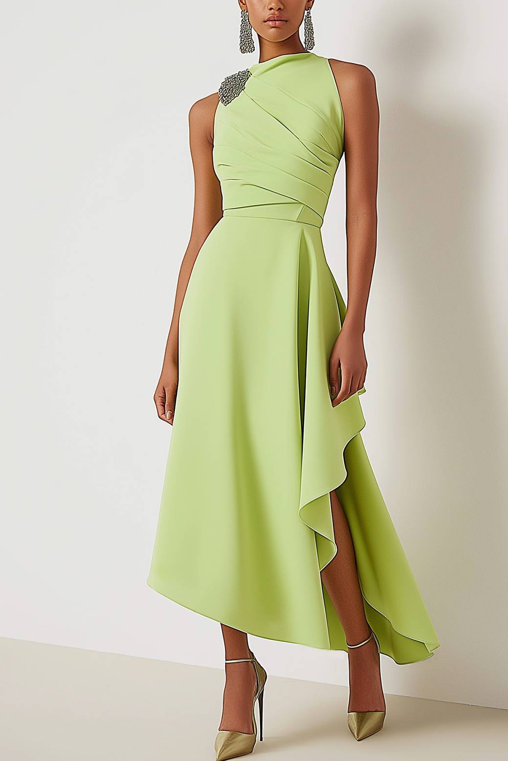 Wedding Guest Party Dress – Sage Green Elegance