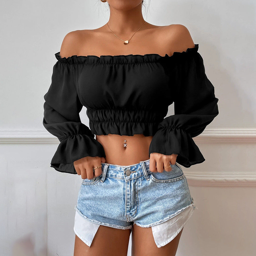 Fall 2024 Women's Blouse – Sexy Casual Fit with Puff Sleeves & Fitted Waist