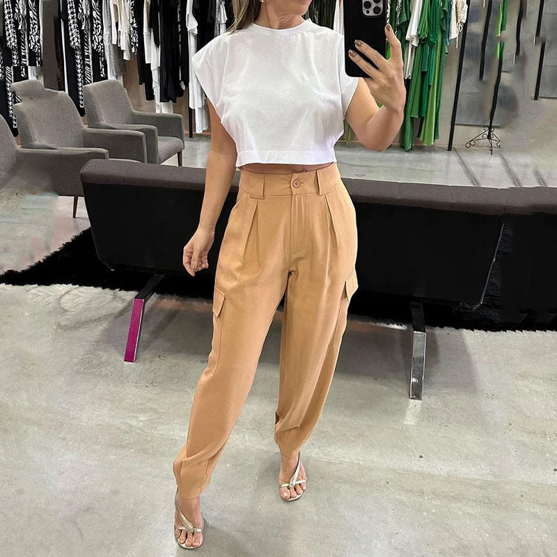 Two-Piece Summer Suit – Casual Loose Solid Color Set