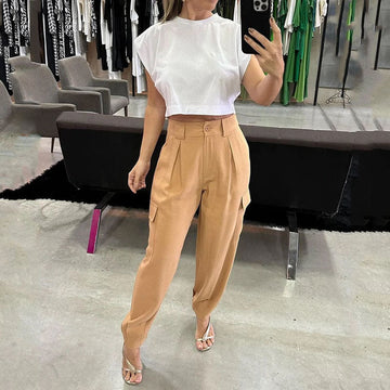 Two-Piece Summer Suit – Casual Loose Solid Color Set