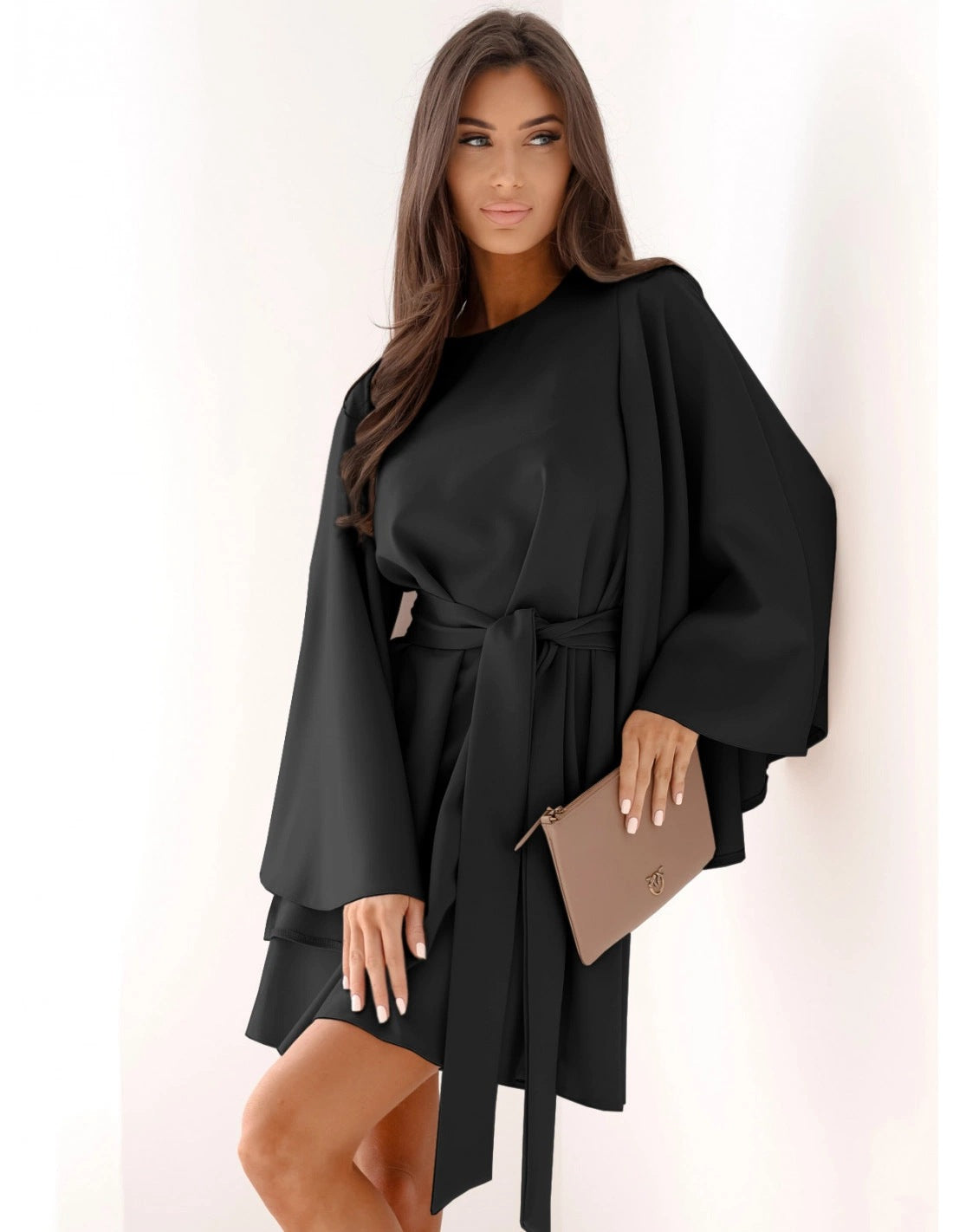Women’s Autumn Flared Sleeve Dress – Chic & Feminine