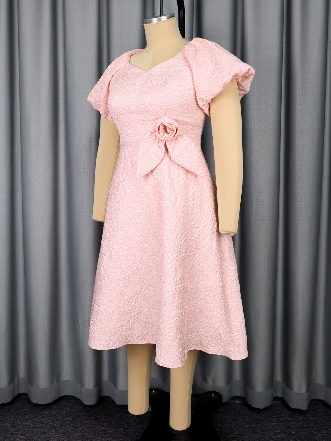 Women’s High Waist Puff Sleeve Dress – Elegant & Feminine
