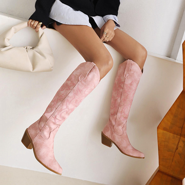 Western V-Cut High Heel Cowboy Boots for Women – Pointed Toe & Slim Fit